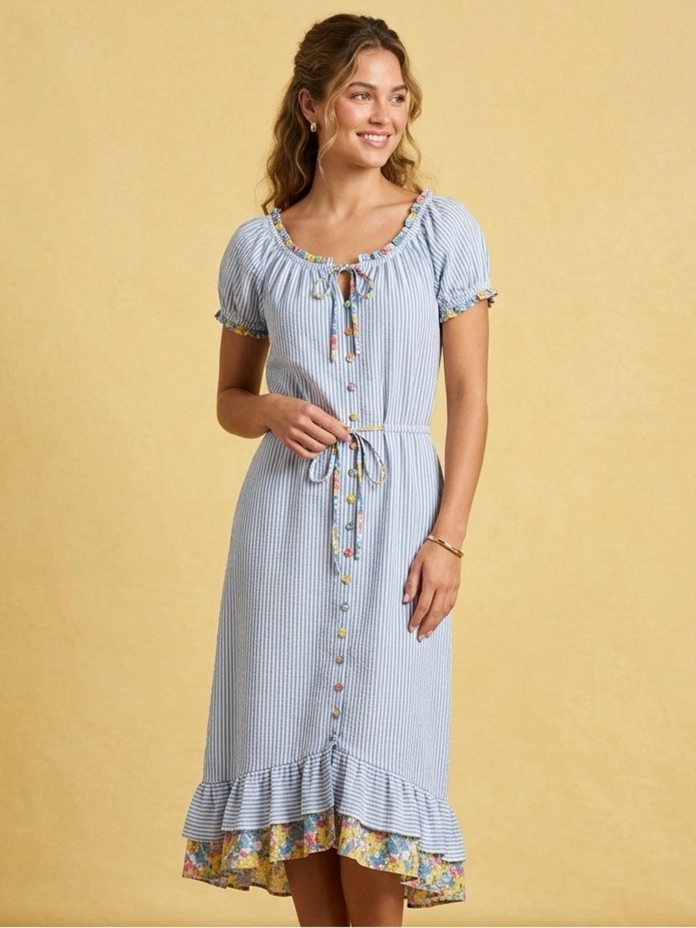 Matilda Jane’s Women’s High Low Striped Blue Dress Size XS